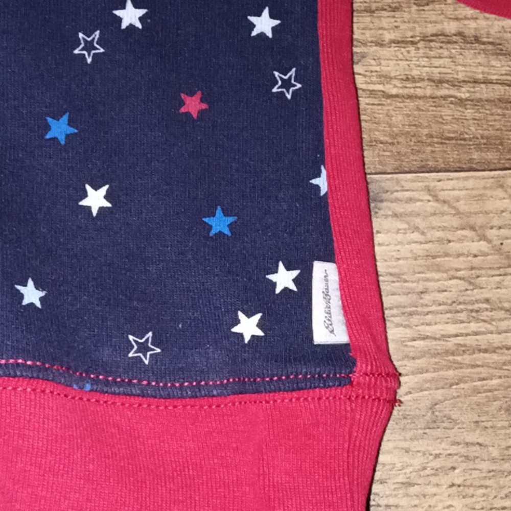 Vintage Eddie Bauer Legend Fair Isle Sweater Womens L Red White Blue Stars
